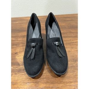 Aerosoles Womens Black Suede Heel Rest‎ Loafer Low Heeled Shoes Size 10.5